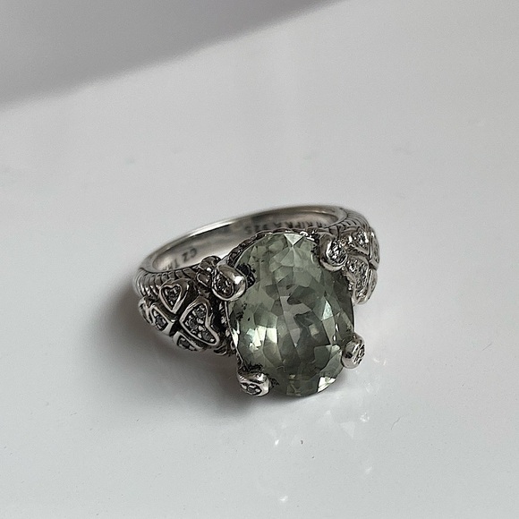 JUDITH Ripka 925 SS prasiolite size 7 ring - Picture 3 of 15